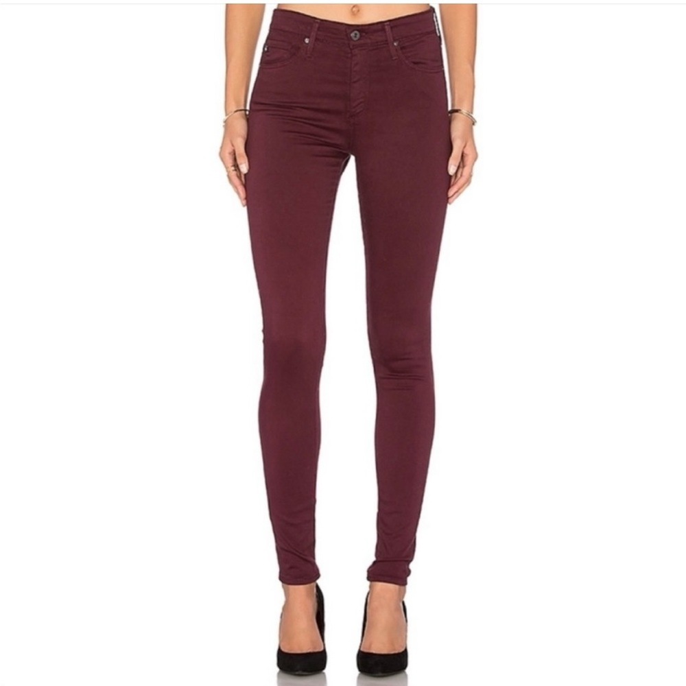 AG Adriano Goldschmied Burgundy The Farrah Skinny High Rise Skinny Jeans Size 26